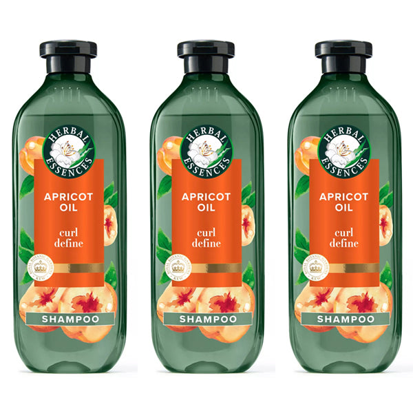 Three bottles of Herbal Essences Apricot Oil Curl Defining Shampoo, 13.5oz each, from the 3 Pack by Herbal Essences.